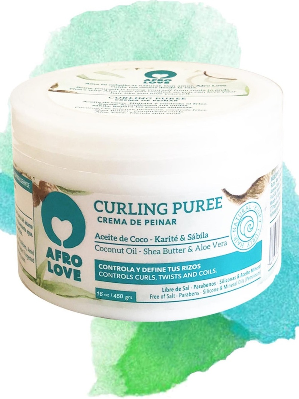 Afro Love Curling Puree Coconut Shea Curl Cream Natural Kinky Karité Sábila NEW